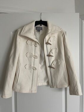Ann Taylor Factory Cream Toggle Pea Coat